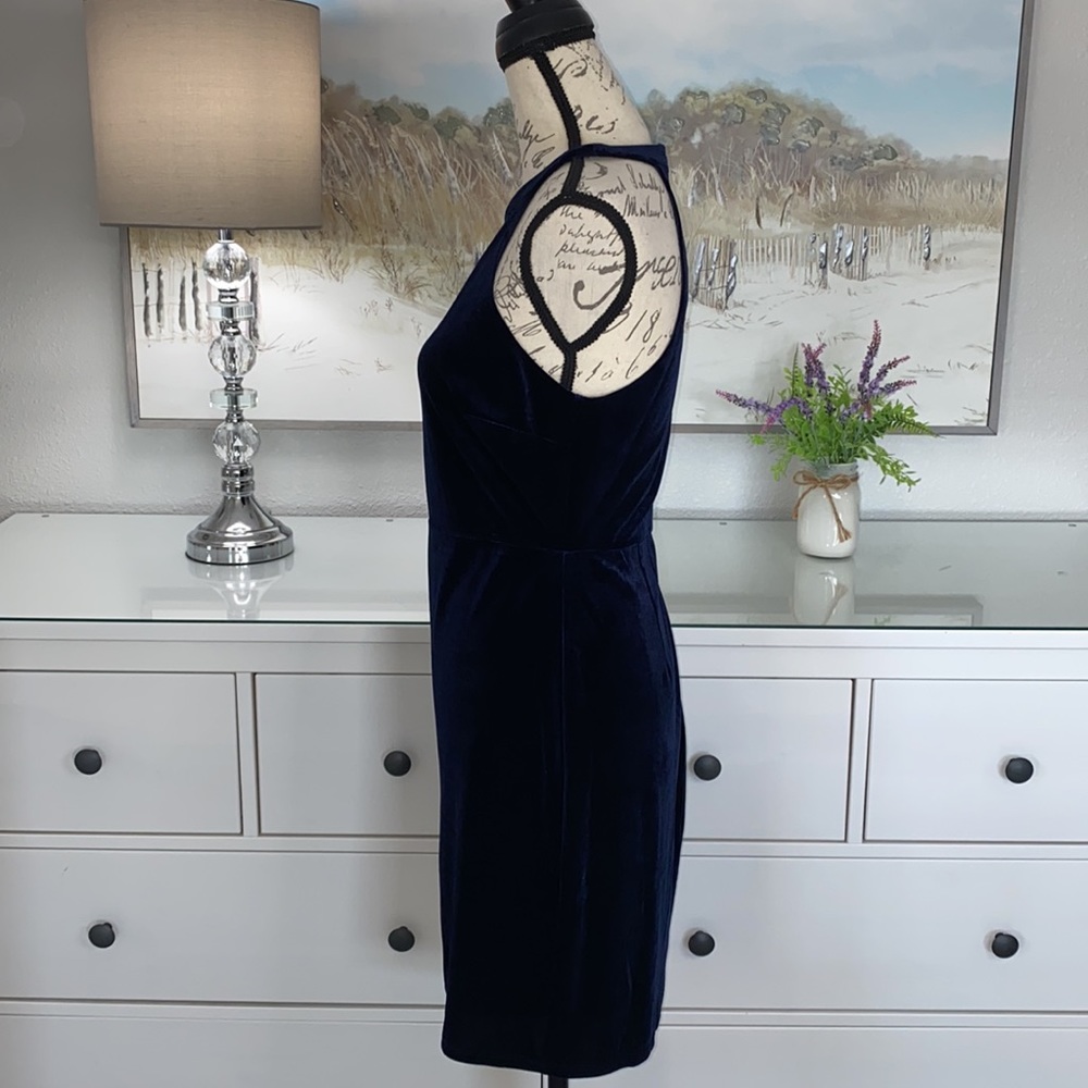 NWOT ASTR The Label One-Shoulder Velvet Body-Con Mini Dress Navy Blue Size M 💙 - Picture 7 of 12